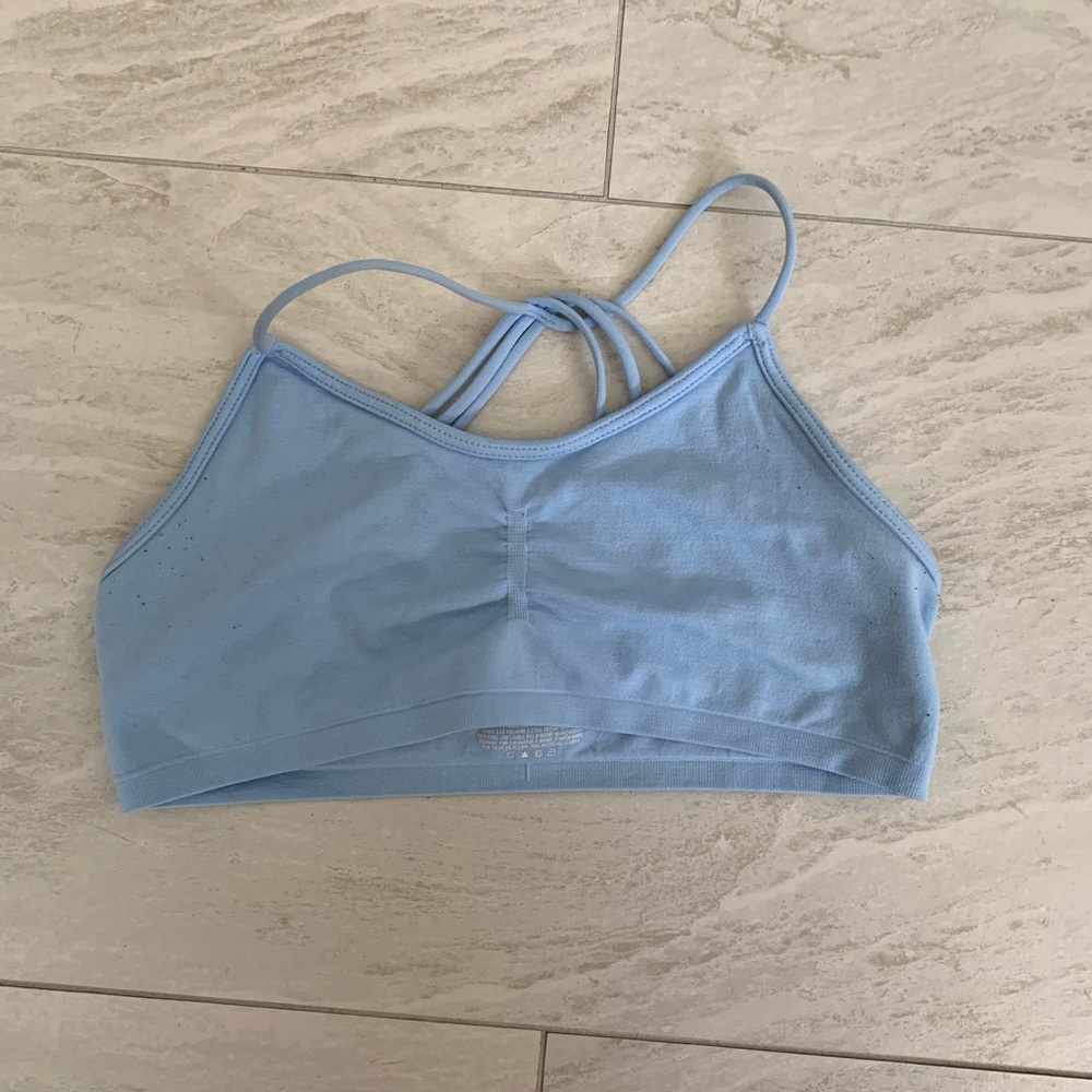 blue strappy bralette